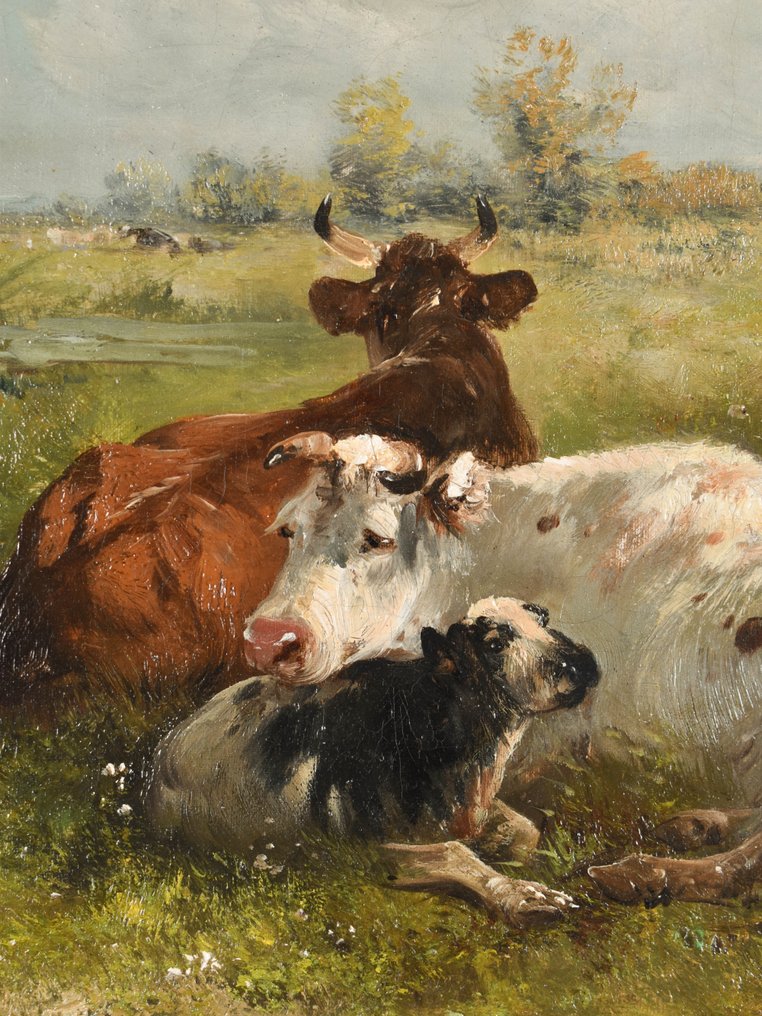 Henri Schouten (1857-1927) - Cows in a meadow #2.1