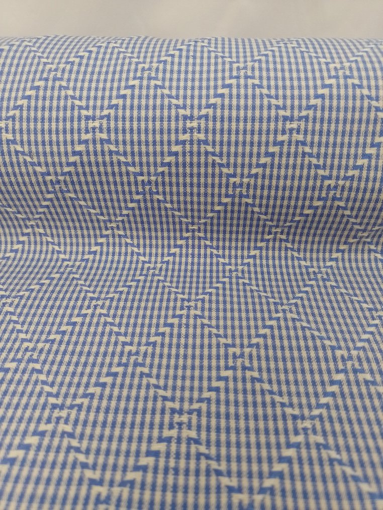 Beautiful cut 100% cotton, embroidered, white/blue - Textile  - 480 cm - 140 cm #2.1