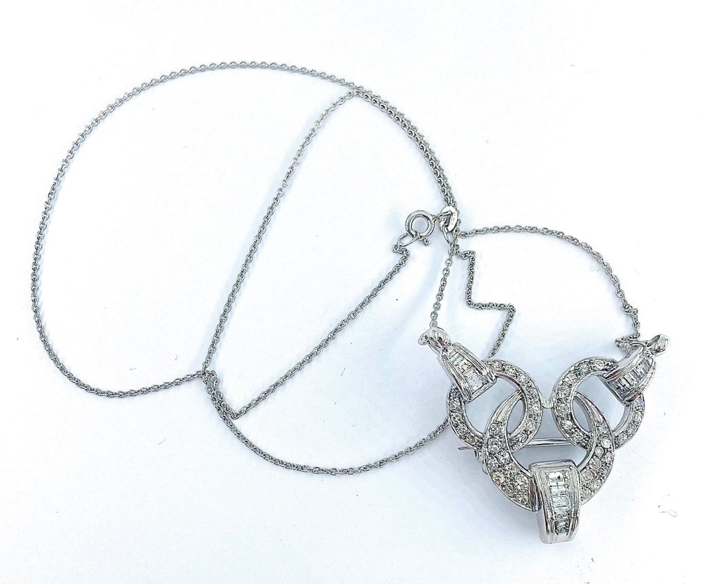 Halskette - 18 kt Platin, Weißgold Diamant  (Natürlich) #2.1