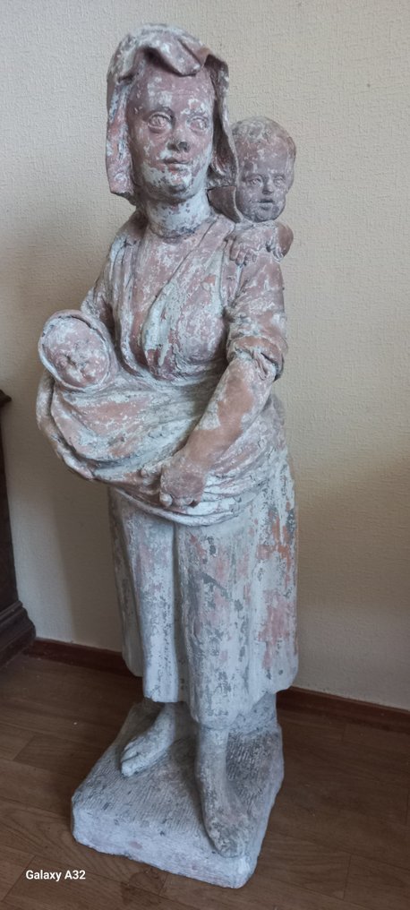 Rzeźba, Tuinbeeld Vrouwe met kinderen - 93 cm - Terakota #1.2