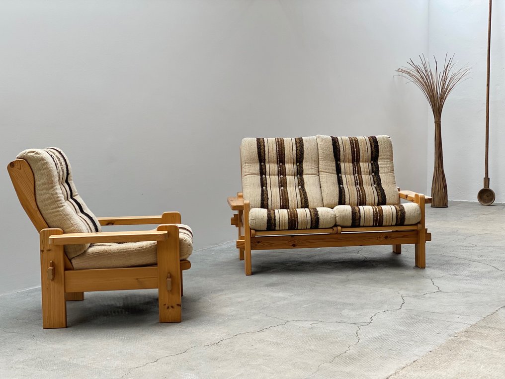 Fotel (2) - Drewno (sosna), tekstylia, len #1.1