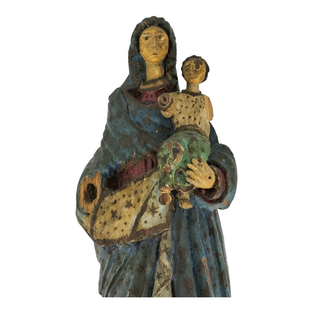 雕塑, Madonna con Bambino di Manifattura Senese - 36 cm - 木 #2.1