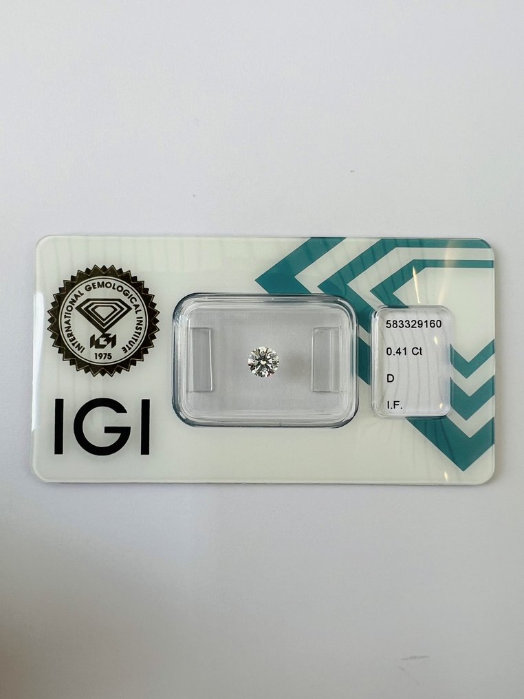 1 pcs Diamante  (Natural)  - 0.41 ct - Redondo - D (incolor) - IF - International Gemological Institute (IGI) #1.1