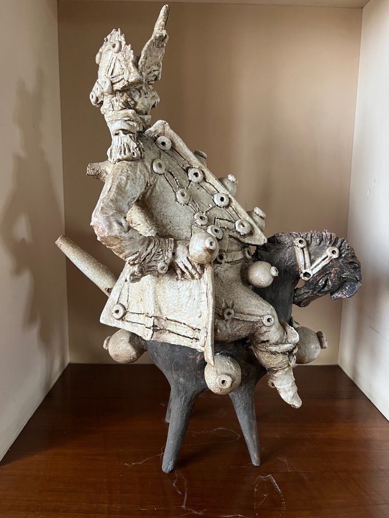 小雕像 - Arcicucco - Soldato Napoleonico a cavallo gioco sonoro - 50 cm - 陶器 #2.1