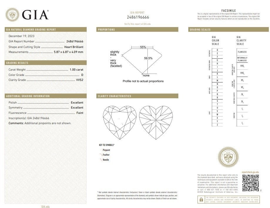 2 pcs 鑽石  (天然)  - 2.00 ct - 心形 - D (無色) - VS1, VVS1 - 美國寶石學院（Gemological Institute of America (GIA)） #2.1
