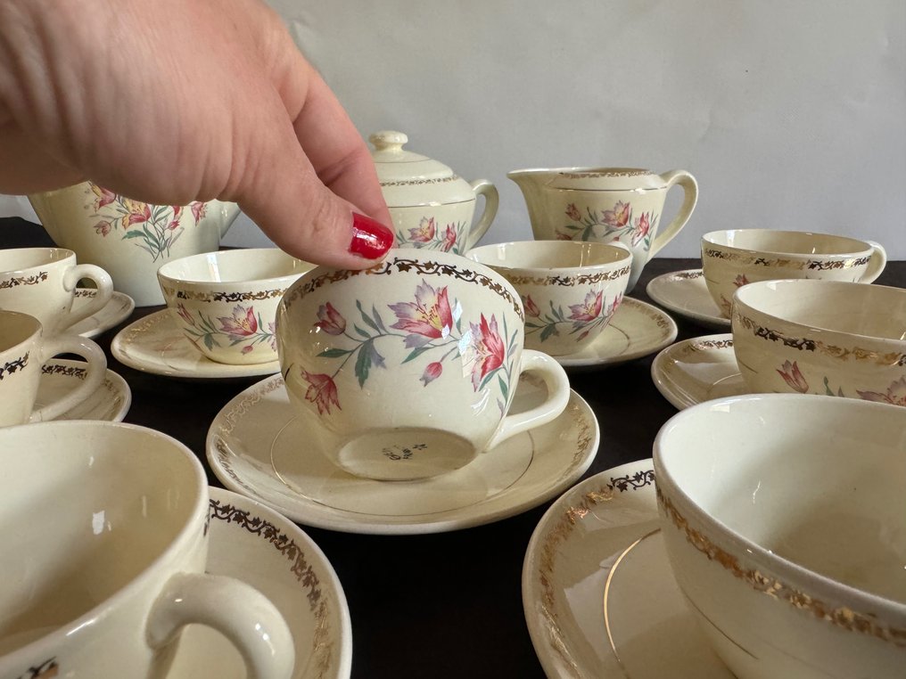 Gien - Serviciu de cafea și ceai (23) - Gien- Vaisselle ancienne - Vas ceramică crem #3.3