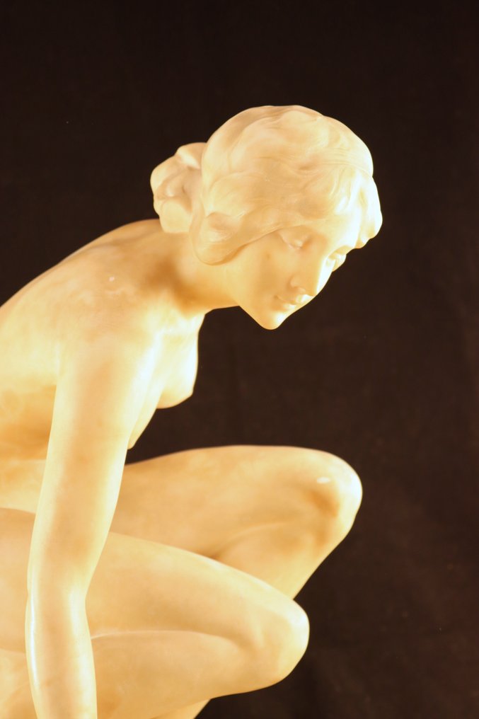 Escultura, Knielend klassiek naakt - 49 cm - Alabastro, Mármol #1.2