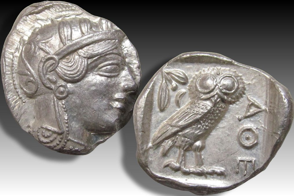 Attica, Atena. Tetradrachm 454-404 B.C. - great example of this iconic coin - struck on large oval shaped flan #2.1