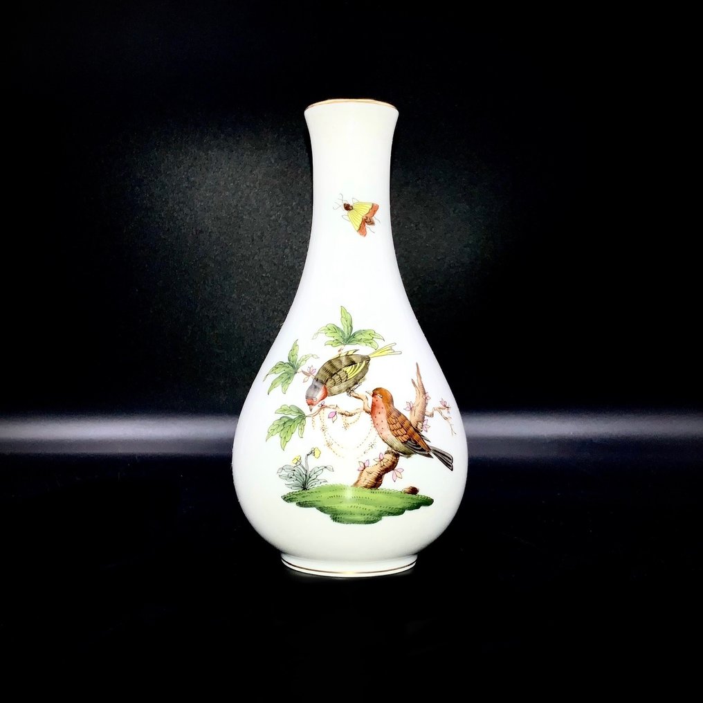 Herend, Hungary - Exquisite Vase (15,5 cm) - "Rothschild Bird" Pattern - Βάζο  - Πορσελάνη ζωγραφισμένη στο χέρι #1.1