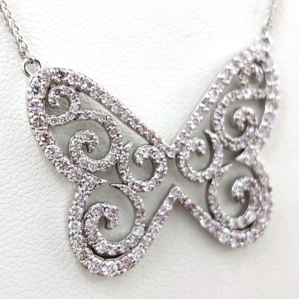 2.08 ct N.Fancy Pink Diamond Pendant Necklace - 6.66 gr - Halsband med hänge - 14 kt Vittguld Diamant  (Natural)  #2.1