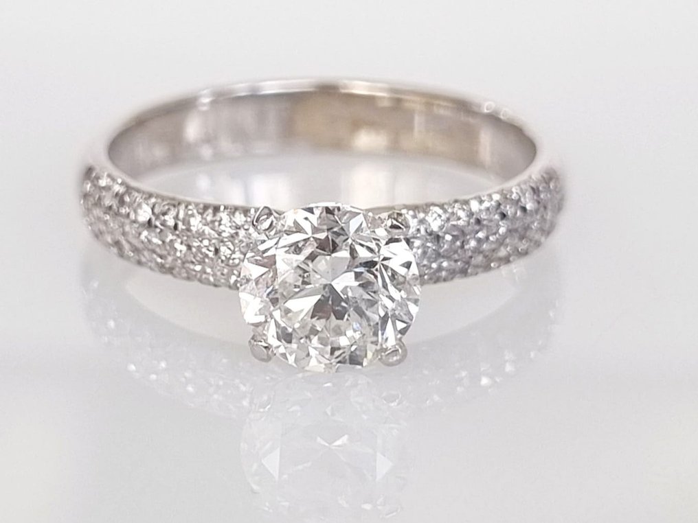 Förlovningsring - 18 kt Vittguld -  1.31ct. tw. Diamant  (Natural) #1.1