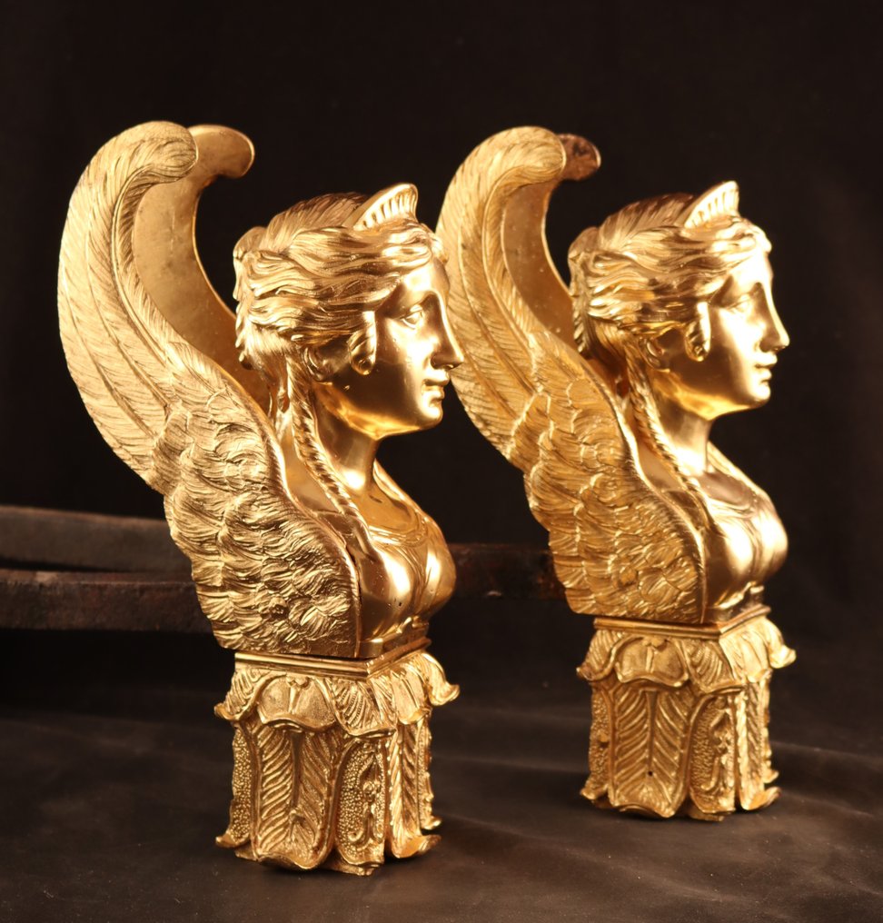 Chenet (2) - Fer, Bronze doré - Sphinx #2.1