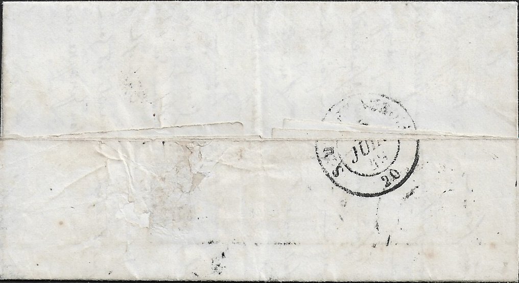 Franciaország 1849 - nagyon ritka 20 centimes fekete a 49. június 15-i levélben törölt T15-ön - Yvert et Tellier n°3 #2.1