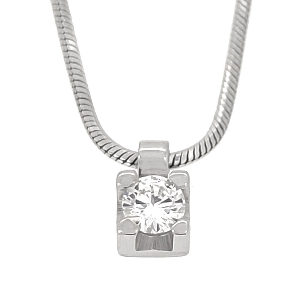 Recarlo - Necklace with pendant - 18 kt. White gold -  0.10ct. tw. Diamond #1.1