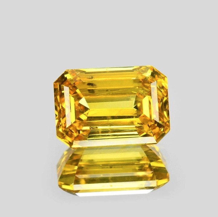 1 pcs Diamant  (Färgbehandlad)  - 1.05 ct - Smaragd - Fancy intense Orangeaktig Gul - SI2 - International Gemological Institute (IGI) #2.1