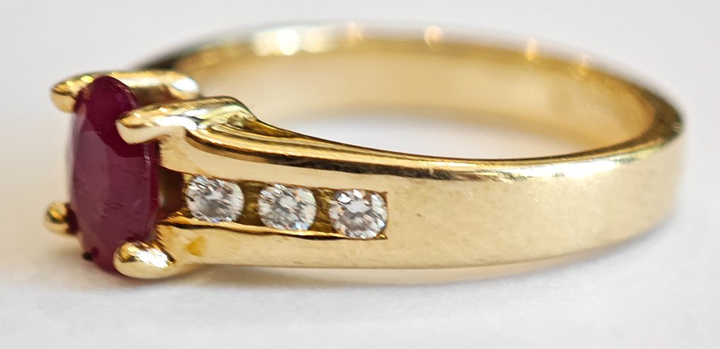 Δαχτυλίδι Κίτρινο χρυσό Ρουμπίνι - Διαμάντι #2.1