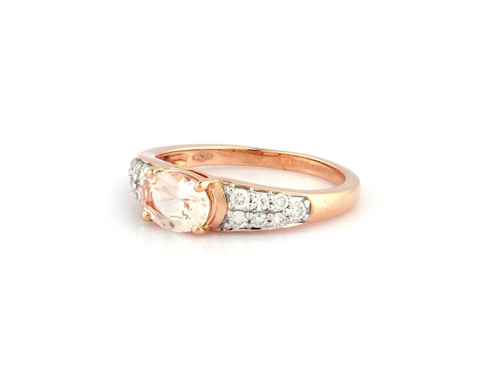 Gyűrű - 18 kt. Rózsa arany -  0.96ct. tw. Morganit - Gyémánt #2.2