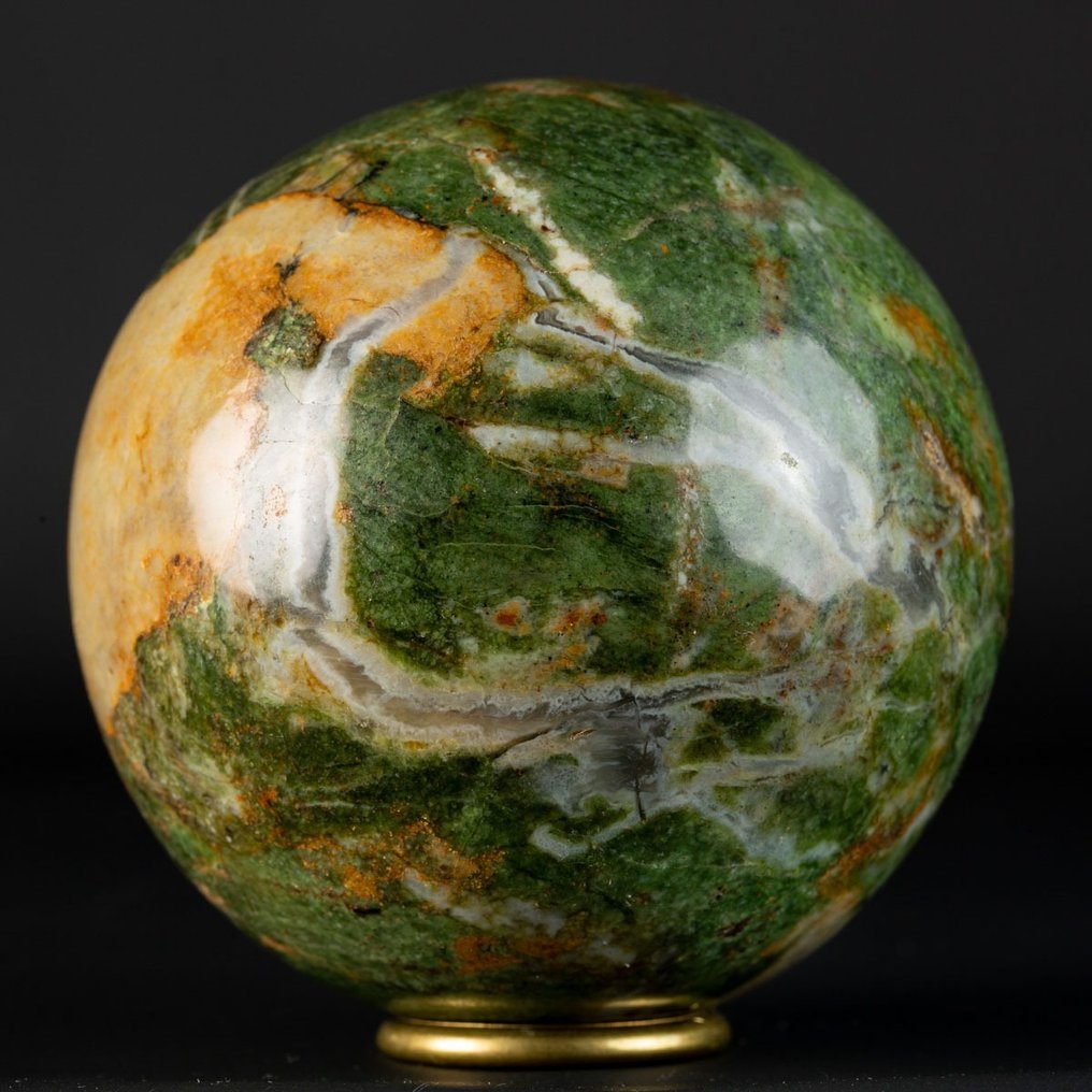 vaaleanpunainen maasälpä, vihreä epidootti ja läpinäkyvä kvartsi Metamorfinen unakiittipallo. - Korkeus: 95 mm - Leveys: 95 mm- 1139 g #1.2