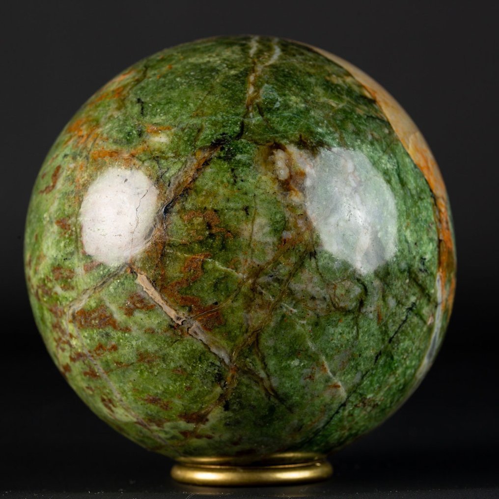 feldspath rose, épidote verte et quartz transparent Sphère métamorphique d’Unakite. - Hauteur : 95 mm - Largeur : 95 mm- 1139 g #2.1