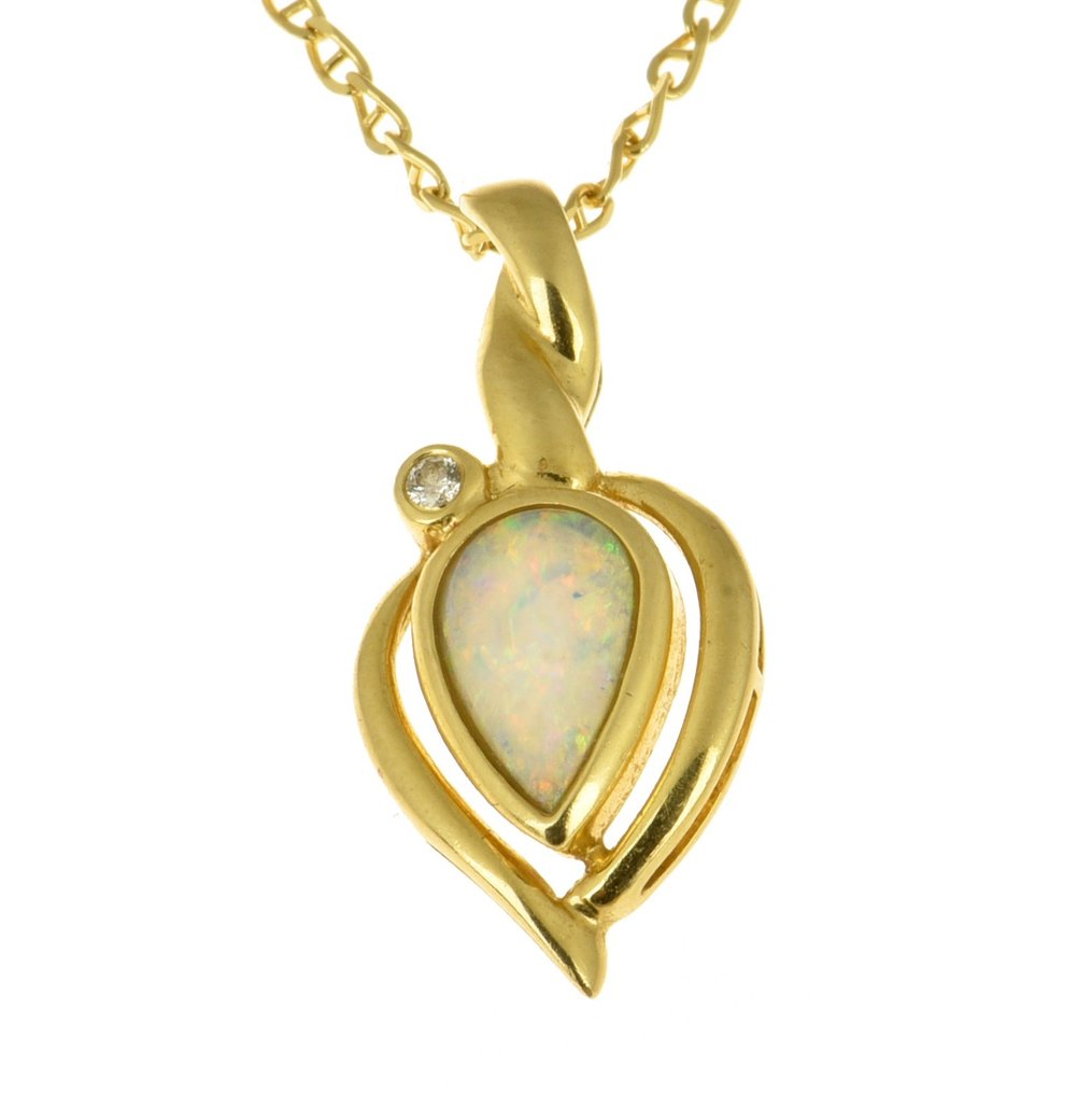 Halskette mit Anhänger Gemischtes Gelbgold Diamant  (Natürlich) #2.1