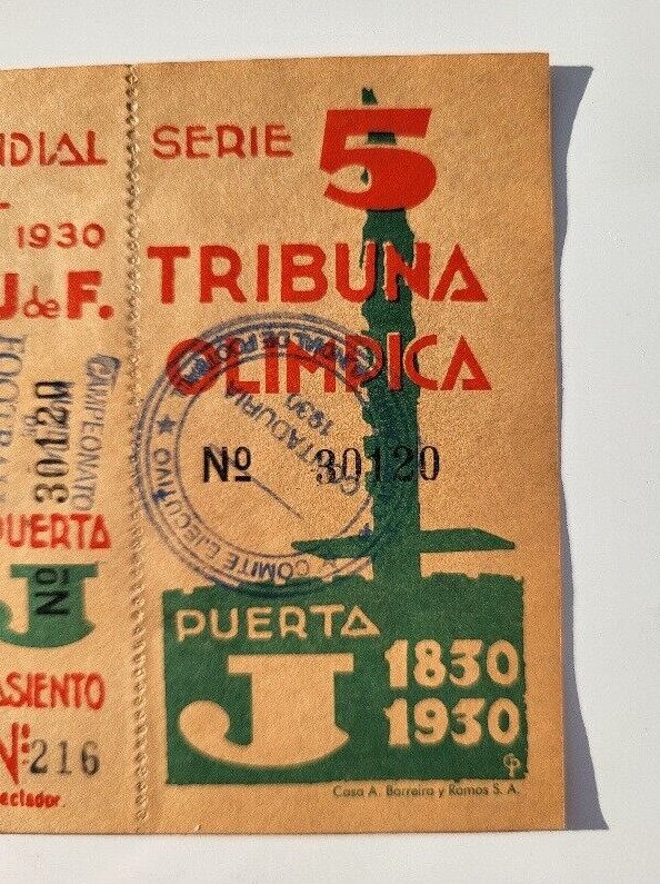 Argentina - Chile 3:1 - Campionati mondiali di calcio - 1930 - Ticket  #3.1
