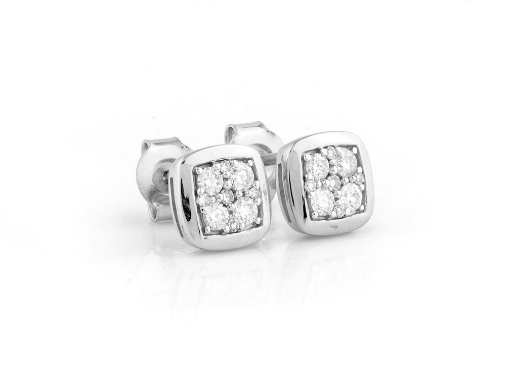 Boucles d'oreilles - 14 carats Or blanc -  0.32ct. tw. Diamant  (Naturelle) #3.2