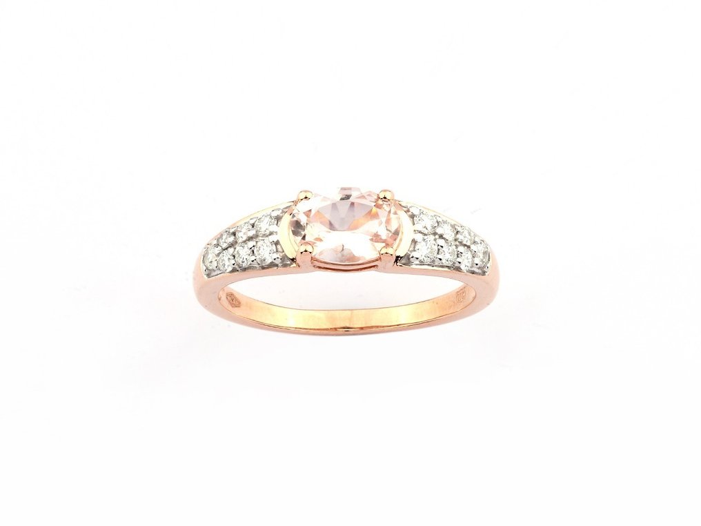 Gyűrű - 18 kt. Rózsa arany -  0.96ct. tw. Morganit - Gyémánt #1.1