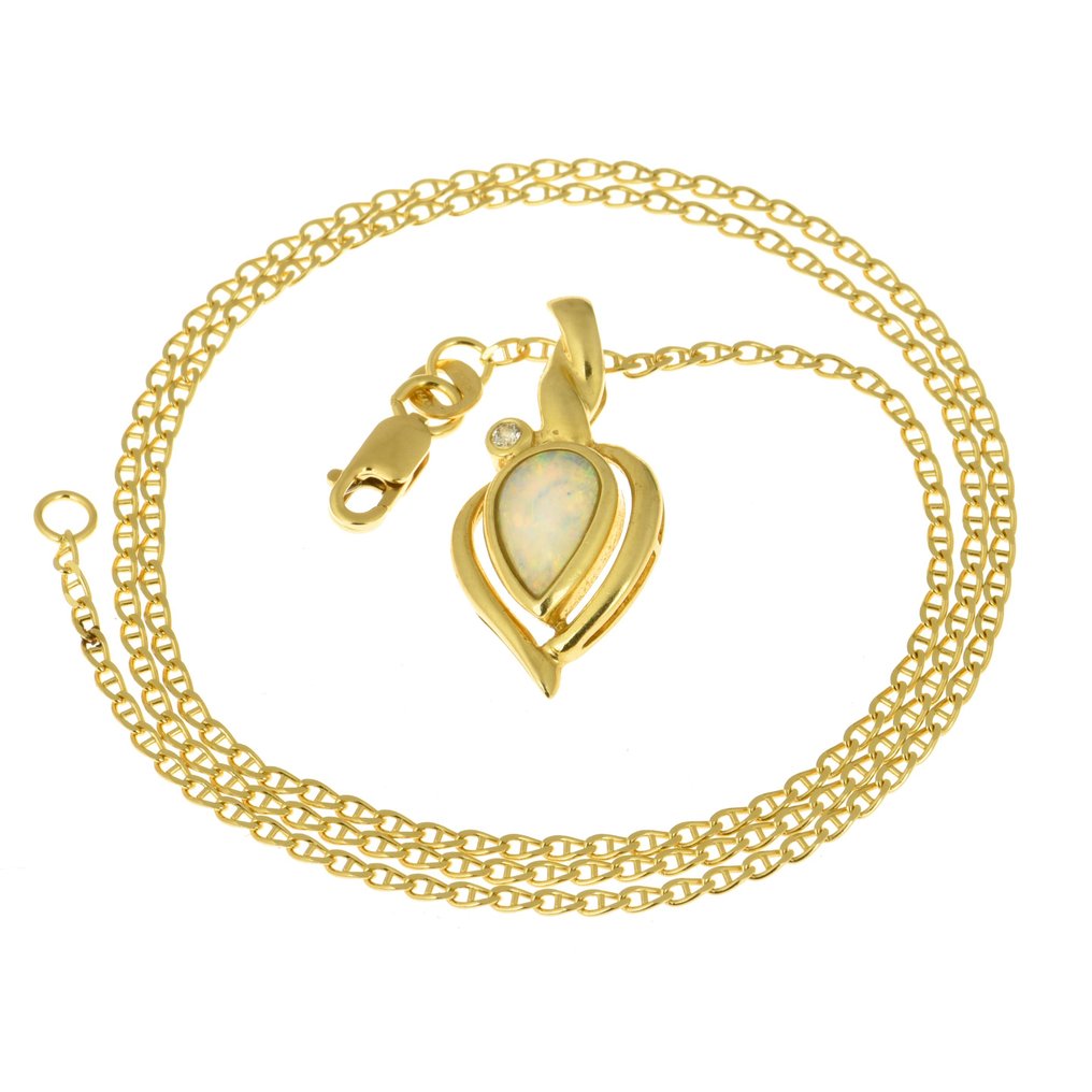 Halskette mit Anhänger Gemischtes Gelbgold Diamant  (Natürlich) #1.1