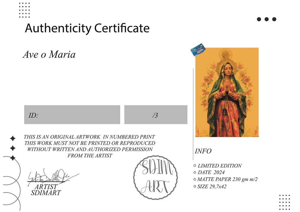 SDIMART - Ave o Maria 3/3 w/COA (LAST Copy At World) #2.1