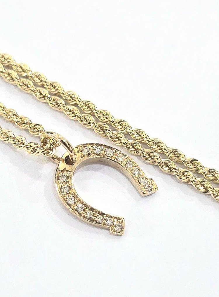 Halsband med hänge - 18 kt Vittguld -  0.35ct. tw. Diamant  (Natural) #2.1