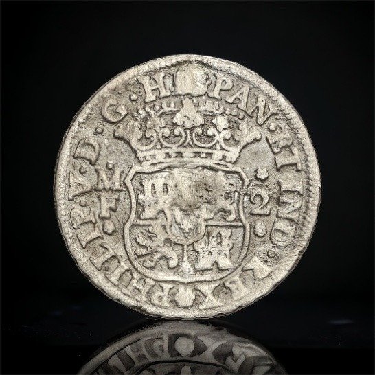 西班牙. Felipe V (1700-1746). 2 Reales 1734. Mexico M.F. #1.2