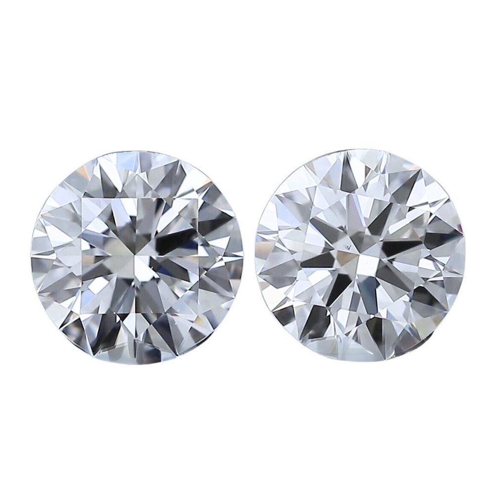 2 pcs Diamant  (Natuurlijk)  - 0.92 ct - Rond - G - VS1 - Gemological Institute of America (GIA) - Ideaal geslepen diamanten #1.1