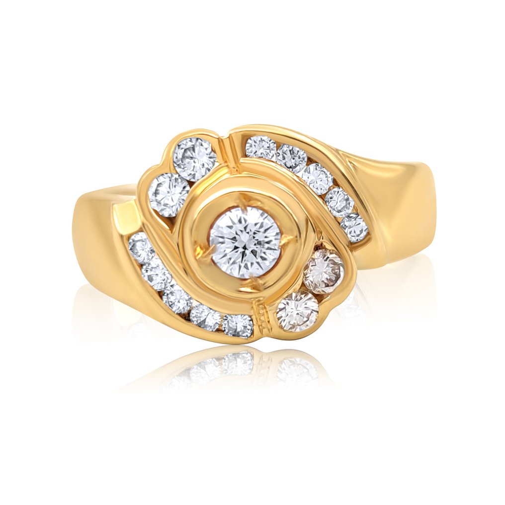 Ring Gelbgold -  0.73ct. tw. Diamant  (Natürlich) #1.2