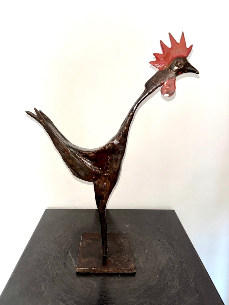 Abdoulaye Derme - Skulptur, Coq - 35 cm - Bronze #1.1