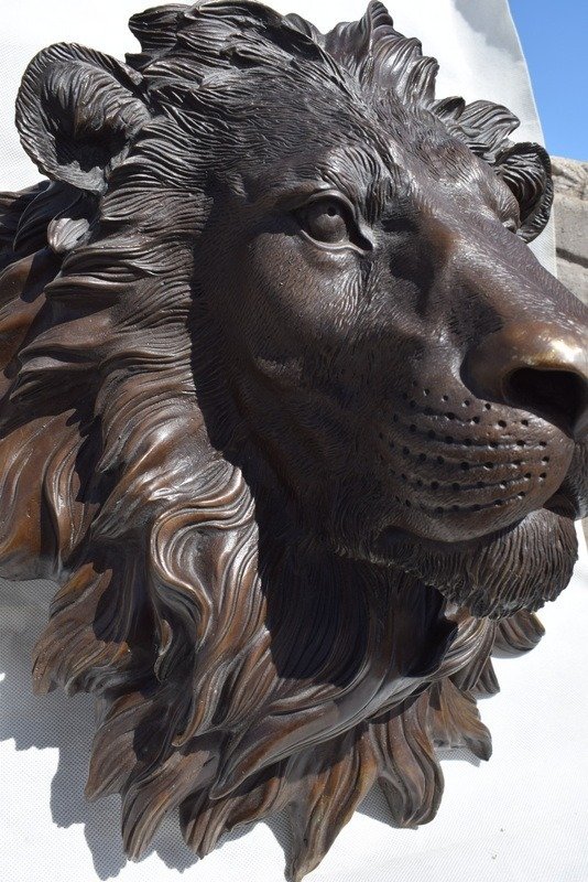 sculptuur, Mascherone di leone per fontana - 42 cm - Brons #2.1