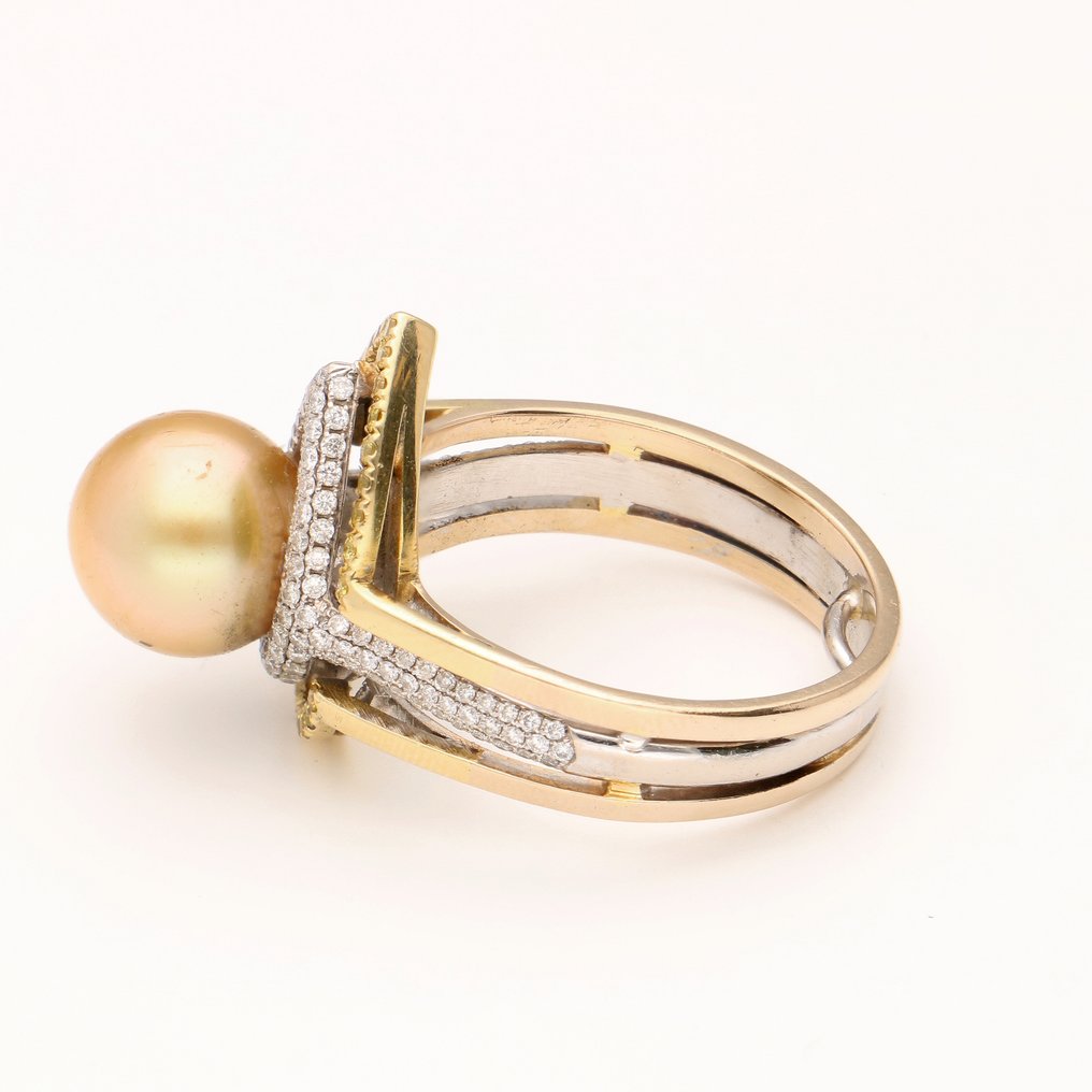 戒指 - 18K包金 白金 珍珠 - 钻石 #2.1