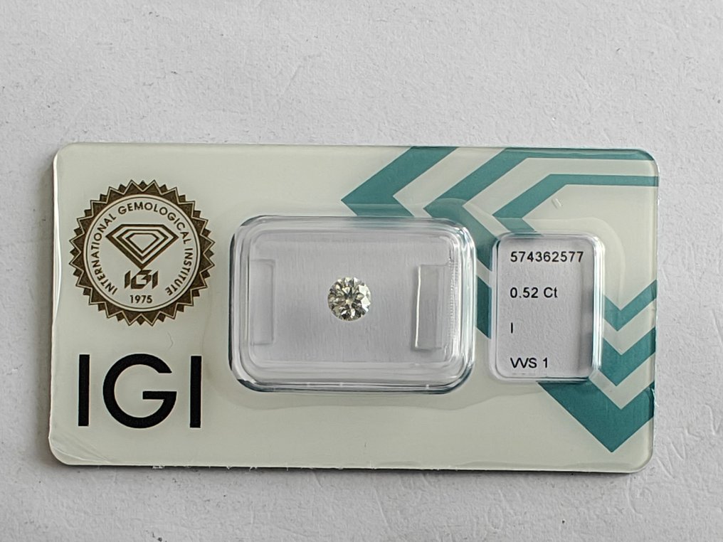 1 pcs Diamond  (Natural)  - 0.52 ct - Round - I - VVS1 - International Gemological Institute (IGI) #2.2