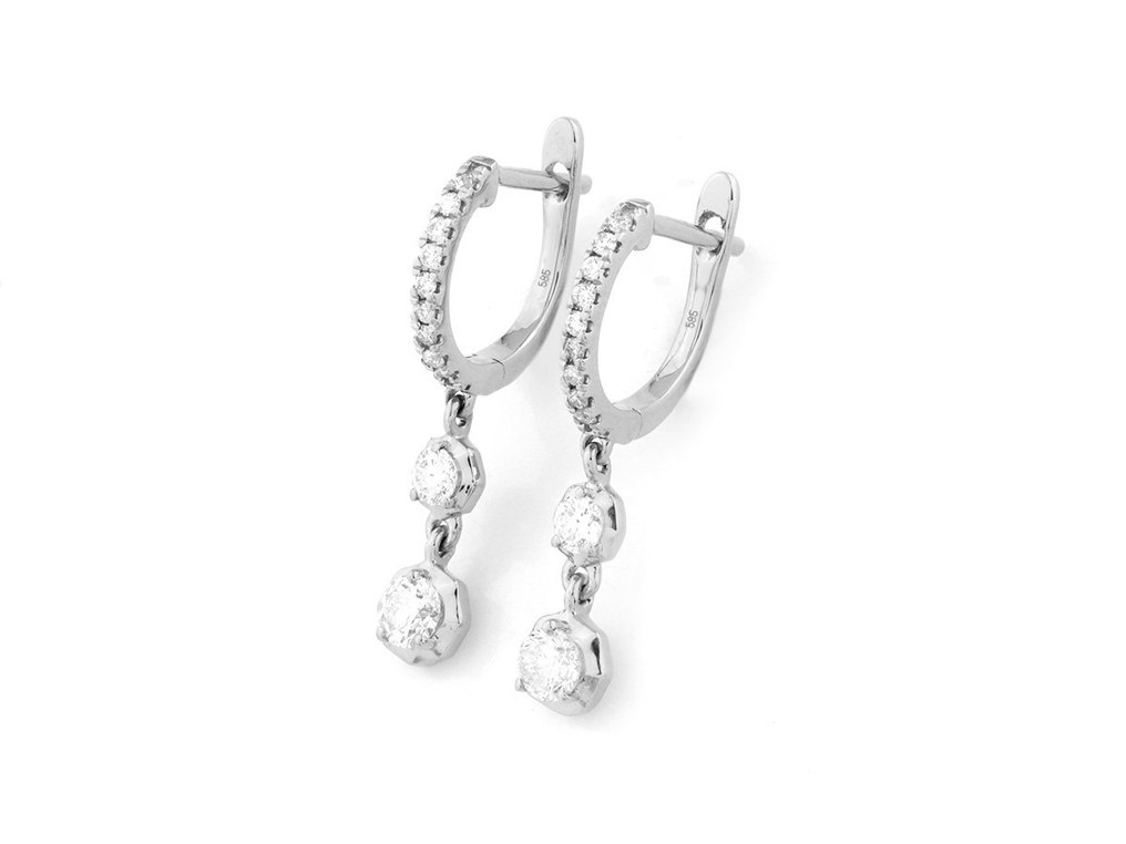 Boucles d'oreilles - 14 carats Or blanc -  0.44ct. tw. Diamant  (Naturelle) #3.2