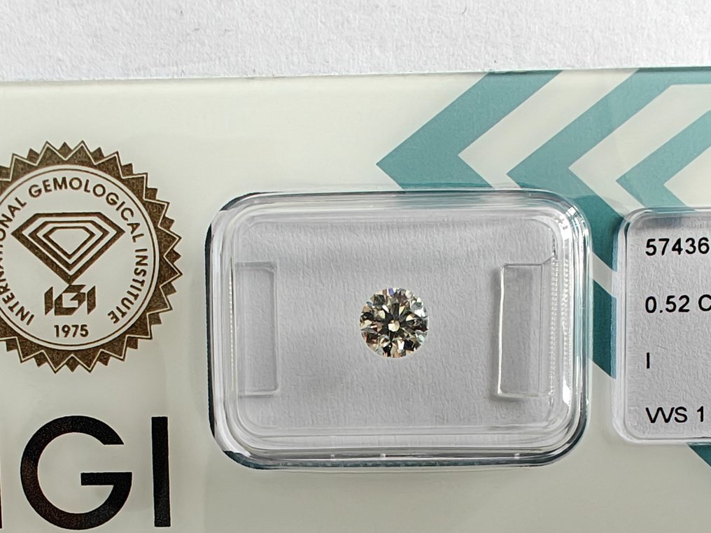 1 pcs Diamond  (Natural)  - 0.52 ct - Round - I - VVS1 - International Gemological Institute (IGI) #1.1
