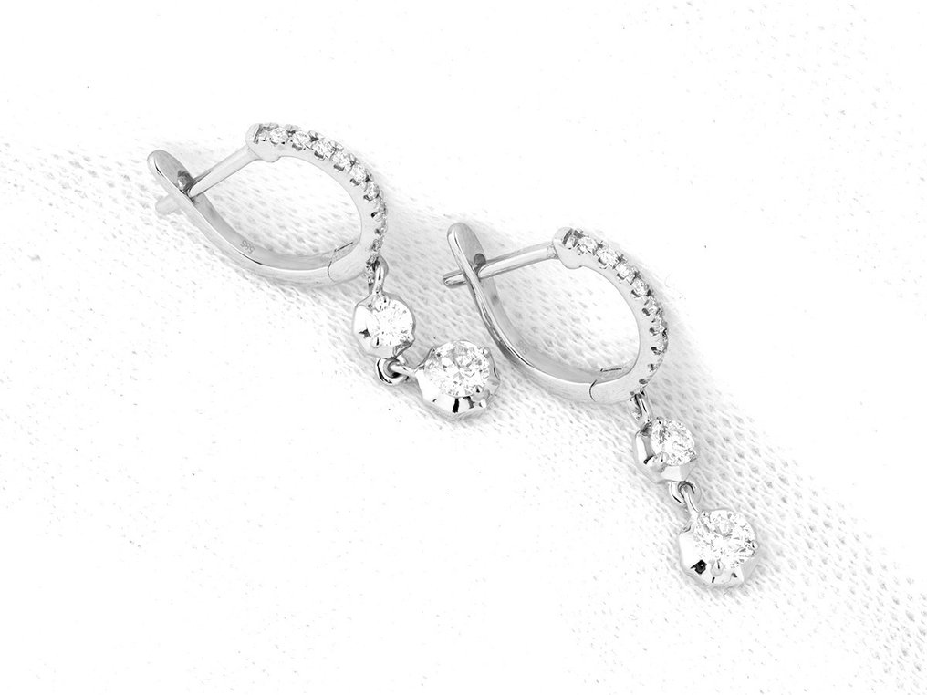 Boucles d'oreilles - 14 carats Or blanc -  0.44ct. tw. Diamant  (Naturelle) #2.2