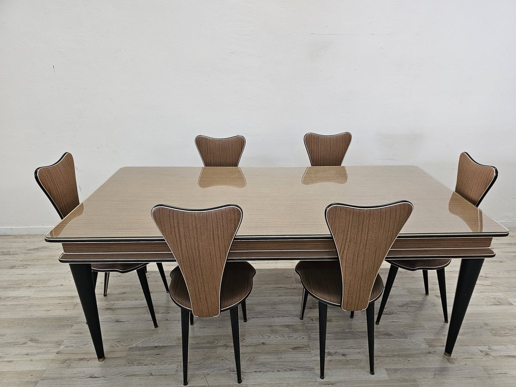 Umberto Mascagni - 桌子 (7) - 木-玻璃-天空-黄铜 - 6把椅子哈罗兹伦敦 #2.2