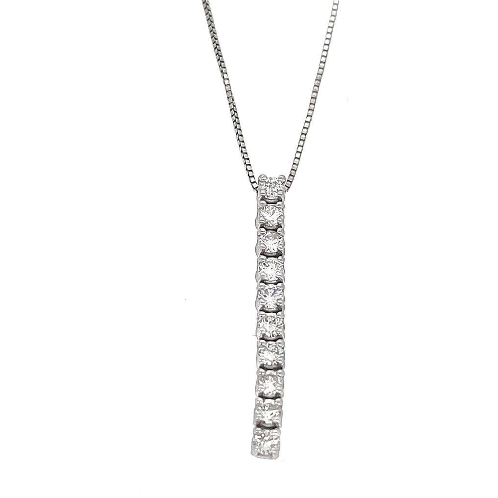 Necklace with pendant - 18 kt. White gold -  0.30 tw. Diamond #1.1