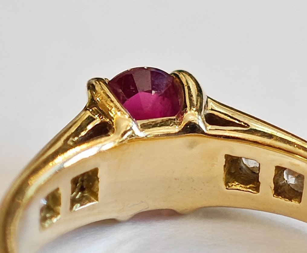 Δαχτυλίδι Κίτρινο χρυσό Ρουμπίνι - Διαμάντι #3.1