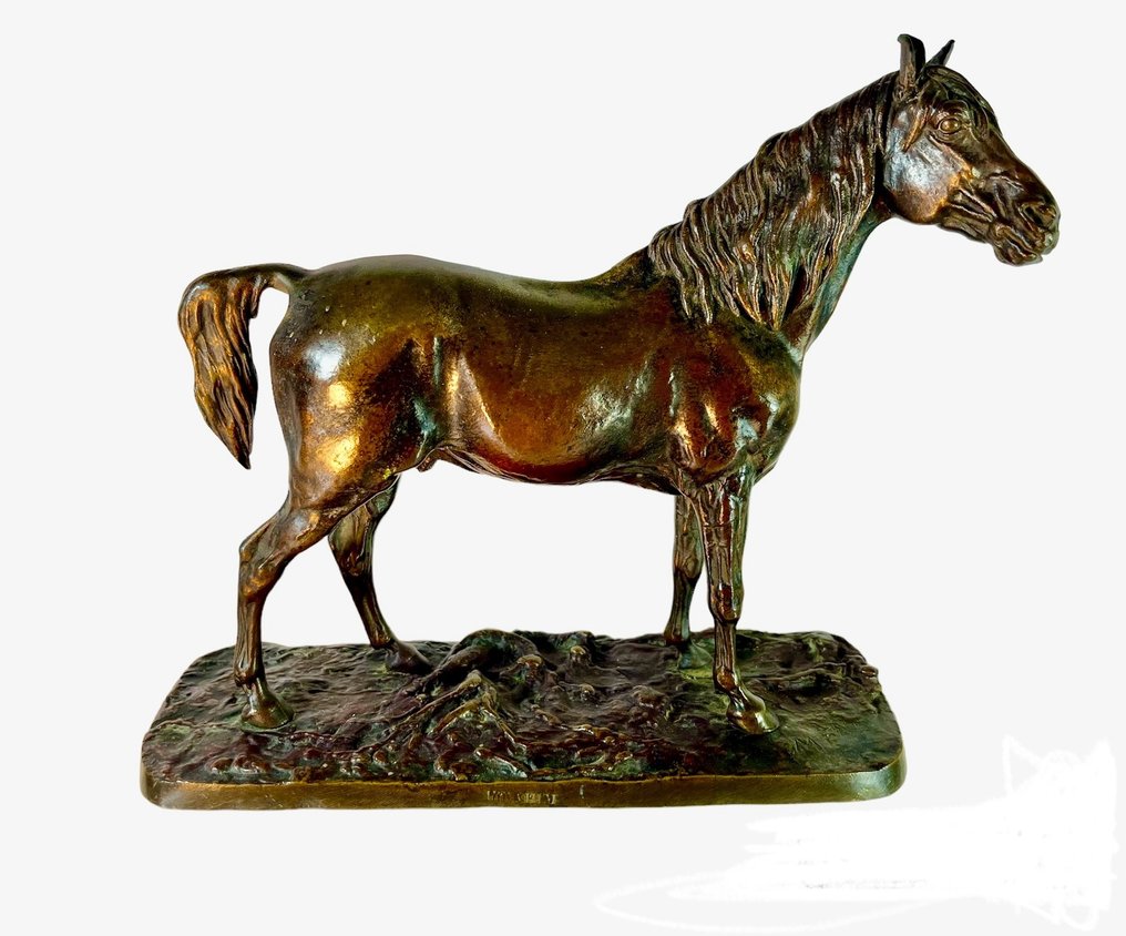 Pierre-Jules Mêne, d’après le modèle - 雕塑, Le cheval Ibrahim - 20 cm - 铜绿青铜 #1.1
