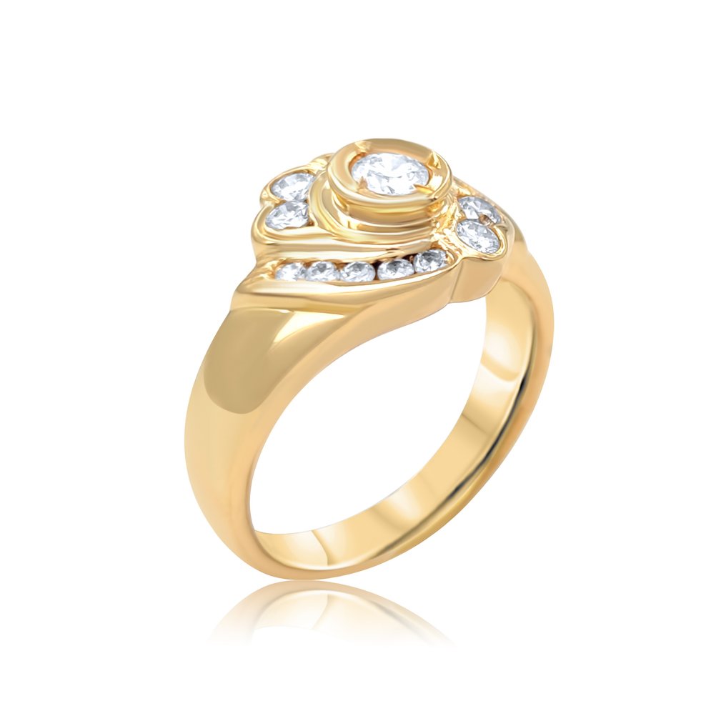 Ring Gult guld -  0.73ct. tw. Diamant  (Natural) #1.1