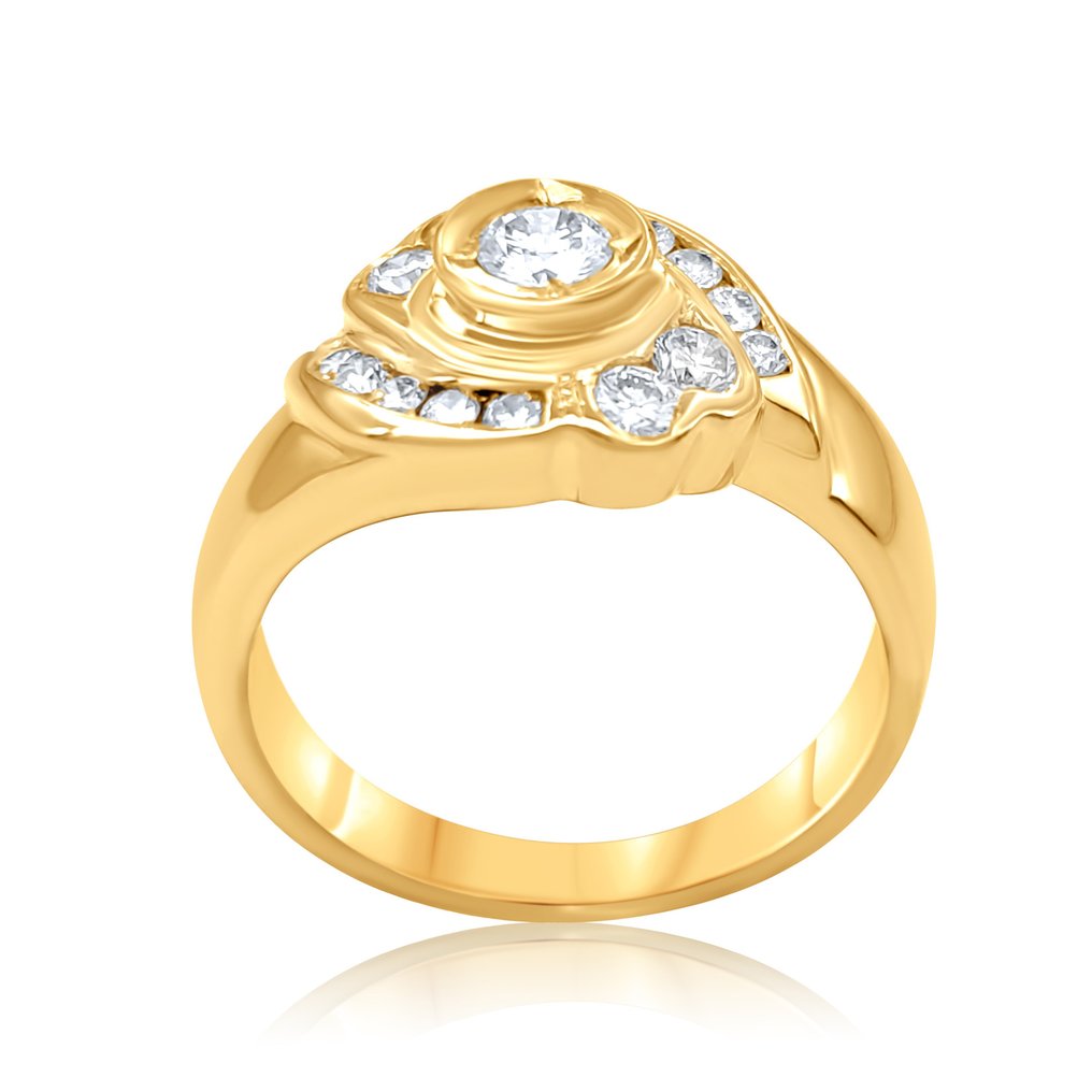 Ring Gulguld -  0.73ct. tw. Diamant  (Natur) #2.1
