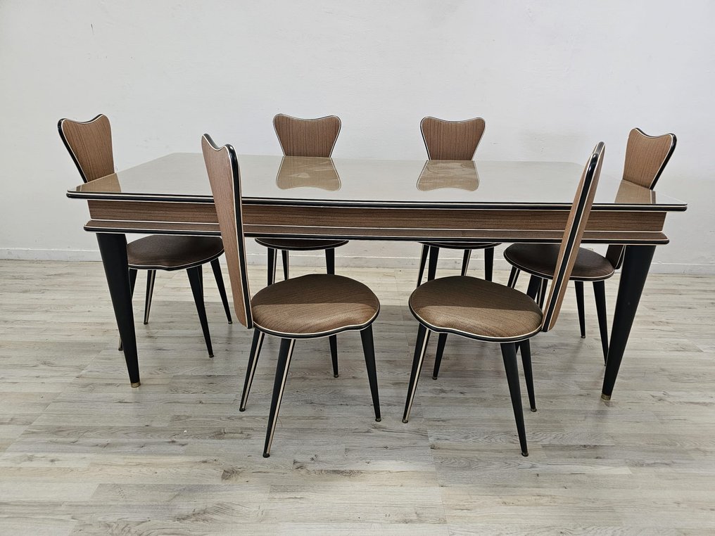 Umberto Mascagni - 桌子 (7) - 木-玻璃-天空-黄铜 - 6把椅子哈罗兹伦敦 #3.2