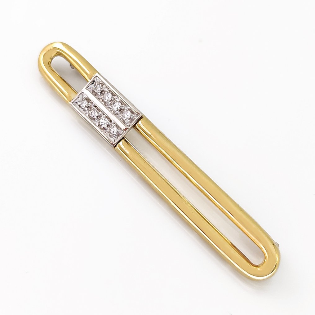 Brooch - 18 kt. White gold, Yellow gold -  0.24ct. tw. Diamond #1.1