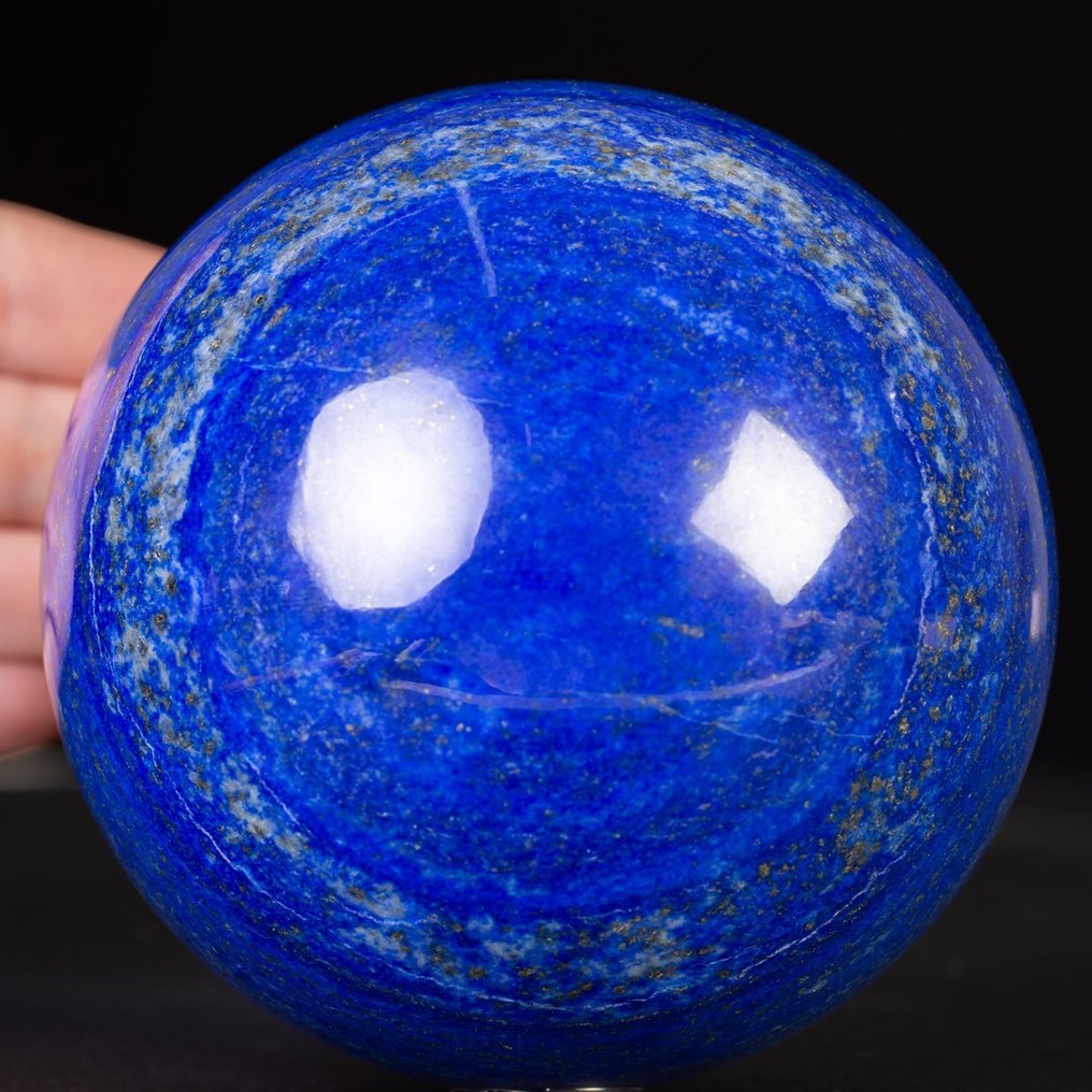 Sphère exclusive Merveilleuse sphère de Lapis Lazuli - Lazurite bleue - Calcite blanche - Première - Hauteur : 105 mm - Largeur : 105 mm- 1890 g #1.1