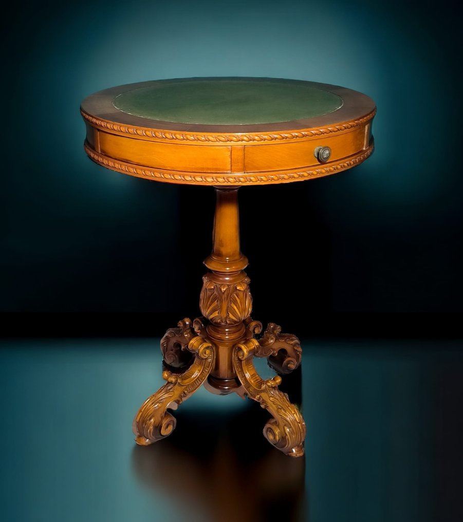 Side table - Bronze, Leather, Walnuts #1.1